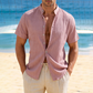 👔 LIMITED-TIME 50% OFF! 🍂 Men's Summer Stand Collar Short Sleeve Shirt – Breathable, Textured, Relaxed Fit 🏖️