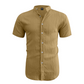 👔 LIMITED-TIME 50% OFF! 🍂 Men's Summer Stand Collar Short Sleeve Shirt – Breathable, Textured, Relaxed Fit 🏖️