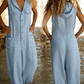 🌞 LIMITED-TIME 50% OFF! 👚 Women's Sleeveless Hooded Jumpsuit – Breathable Linen, Loose Fit & Pockets 🍃