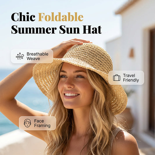 🧢 LIMITED-TIME 50% OFF! 🍂 Women's Handwoven Wide-Brim Straw Hat – Foldable, Breathable, Travel-Ready 🌴