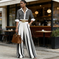 👔 LIMITED-TIME 50% OFF! ✨ Women's Striped 2-Piece Set – Shirt & Wide-Leg Pants, Breathable Polyester, Sizes S-5XL 🌿