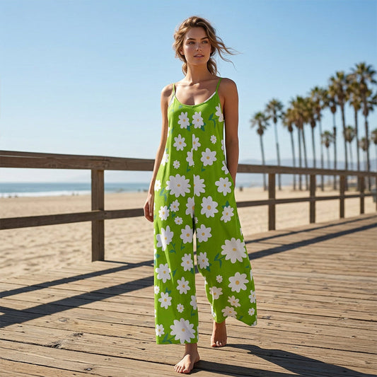 👖 LIMITED-TIME 50% OFF! ✨ Women's Floral Wide Leg Jumpsuit – Relaxed Fit, Plus Size, Pockets 🌸