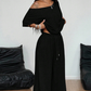 👗 LIMITED-TIME 50% OFF! 💥 Women's Off-Shoulder Top & Pants 2-Piece Set – Asymmetrical, Wide-Leg, Soft Fabric ✨