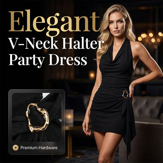 💃 LIMITED-TIME 50% OFF! 👗 Sleeveless Bodycon Dress with Side Drape – Halter, Ruched, Asymmetrical Hem ✨