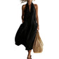 👗 LIMITED-TIME 50% OFF! ✨ Women's Halter V-Neck Midi Dress – Patch Pockets, Flowy, Breezy 🌊