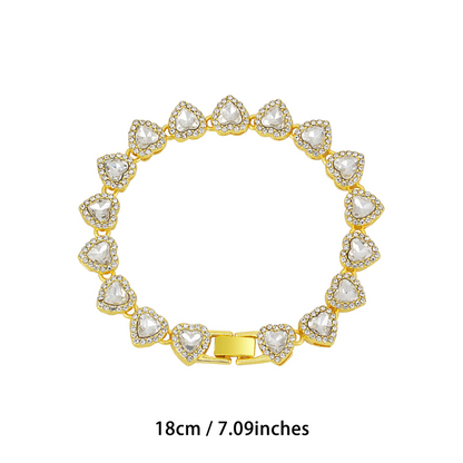 💎 LIMITED TIME 50% OFF! ✨ Sparkling Heart Statement Chain Necklace – Rhinestone, Gold/Silver, Adjustable 🔗