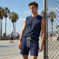 💪 LIMITED-TIME 50% OFF! 💥 Men's Casual Sportswear Tank Top & Shorts Set – Waffle Knit, Deep Pockets, Relaxed ✨