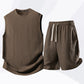 💪 LIMITED-TIME 50% OFF! 💥 Men's Casual Sportswear Tank Top & Shorts Set – Waffle Knit, Deep Pockets, Relaxed ✨