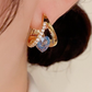 💎 LIMITED-TIME 50% OFF! ✨ V-Shape Heart Dangle Hoop Earrings – Sparkling Stone, Pavé Accent, Secure Closure ❤️