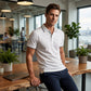 👔 LIMITED-TIME 50% OFF! ⭐ Men's Classic Short-Sleeve Collared Shirt – Tipped Collar, Modern Fit, Low-Maintenance 🍂