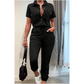 👗2026 New Collection! 🌟 Short Sleeve Button-Front Jumpsuit for Women – Drawstring Waist, Jogger Cuffs 🍃