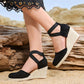 🌼 LIMITED-TIME 50% OFF! 👡 Women's Espadrille Wedge Sandals – Closed Toe, Criss-Cross Straps, Bohemian 🌴