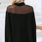 👗 LIMITED-TIME 50% OFF! 🦇 Women's High-Neck Batwing Blouse – Sheer Panel, Loose Fit, Black 🍂