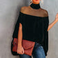 👗 LIMITED-TIME 50% OFF! 🦇 Women's High-Neck Batwing Blouse – Sheer Panel, Loose Fit, Black 🍂