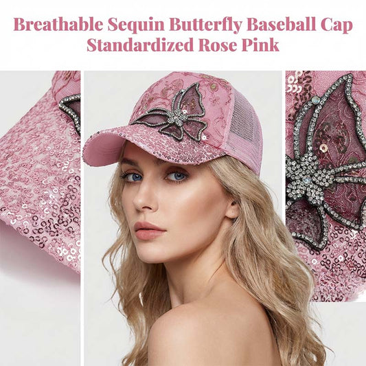 🧢 LIMITED-TIME 50% OFF! 🦋 Rhinestone Butterfly Sequin Baseball Cap – Sparkling, Adjustable, Mesh Back ✨