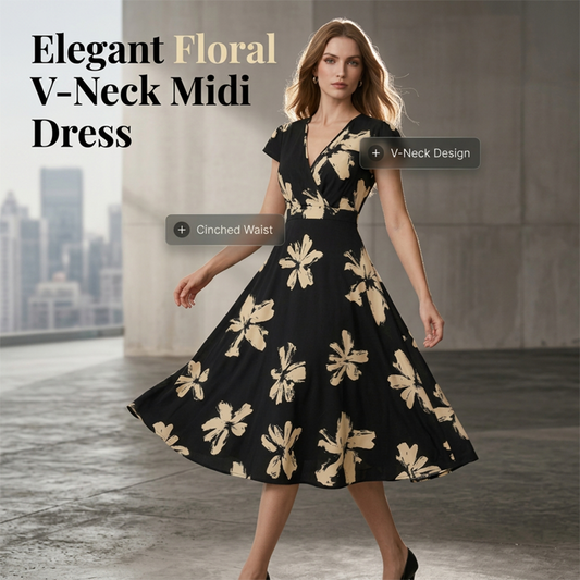 🚀 LIMITED-TIME 50% OFF! 💃 Women's Casual Printed V-Neck Ruffle Dress – Playful, Feminine & Ready-to-Wear 🌺
