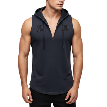 🏋️‍♂️ LIMITED-TIME 50% OFF! 🎽 Men's Sleeveless Workout Hoodie Tank – Breathable, V-Neck, Integrated Hood 🧢