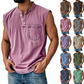 🎉 2026 Sale — Over 44,000 Sold!💞 Retro Style Sleeveless T-Shirt with Three Buttons – Vintage Vibes, Modern Fit 💪