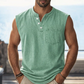 🎉 2026 Sale — Over 44,000 Sold!💞 Retro Style Sleeveless T-Shirt with Three Buttons – Vintage Vibes, Modern Fit 💪