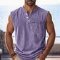 🎉 2026 Sale — Over 44,000 Sold!💞 Retro Style Sleeveless T-Shirt with Three Buttons – Vintage Vibes, Modern Fit 💪
