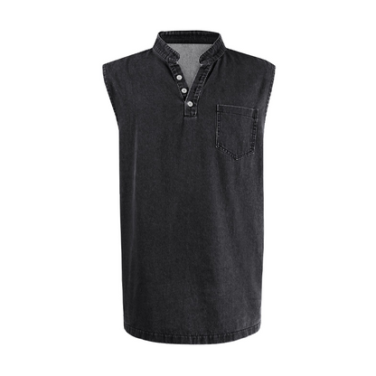 🎉 2026 Sale — Over 44,000 Sold!💞 Retro Style Sleeveless T-Shirt with Three Buttons – Vintage Vibes, Modern Fit 💪