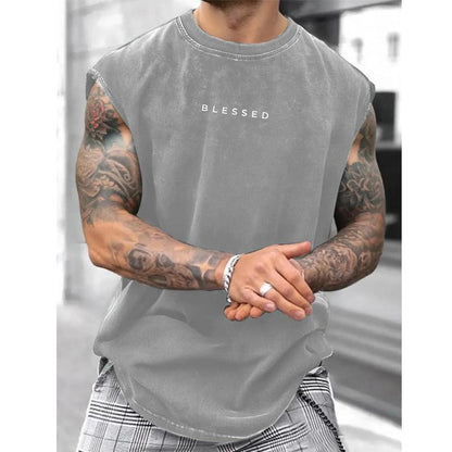 🏋️‍♂️ LIMITED-TIME 50% OFF! 🎽 Vintage Wash Loose Fit Gym Muscle Tee – Sleeveless, Breathable, Acid-Washed 🏁