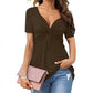👚 LIMITED-TIME 50% OFF! 🎀 Women's V-Neck Twist Front Tunic – Flowy Peplum Hem, Soft Stretch Fabric ✨