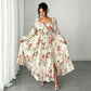 🌺 LIMITED-TIME 50% OFF! 👗 Floral Square Neck Maxi Dress – Long Puff Sleeves, High Waist, Vintage Print 🦋