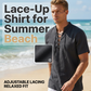 👕 LIMITED-TIME 50% OFF! ✨ Men's Casual Lace-Up Short Sleeve Shirt – Breathable, Adjustable Neckline, Vacation Ready 🌊
