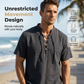 👕 LIMITED-TIME 50% OFF! ✨ Men's Casual Lace-Up Short Sleeve Shirt – Breathable, Adjustable Neckline, Vacation Ready 🌊