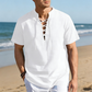 👕 LIMITED-TIME 50% OFF! ✨ Men's Casual Lace-Up Short Sleeve Shirt – Breathable, Adjustable Neckline, Vacation Ready 🌊