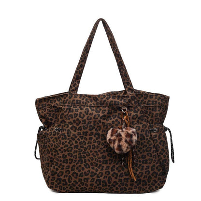👜 LIMITED-TIME 50% OFF! 🐆 Leopard Print Canvas Shoulder Bag – Durable, Adjustable Drawstring, Spacious 🍂