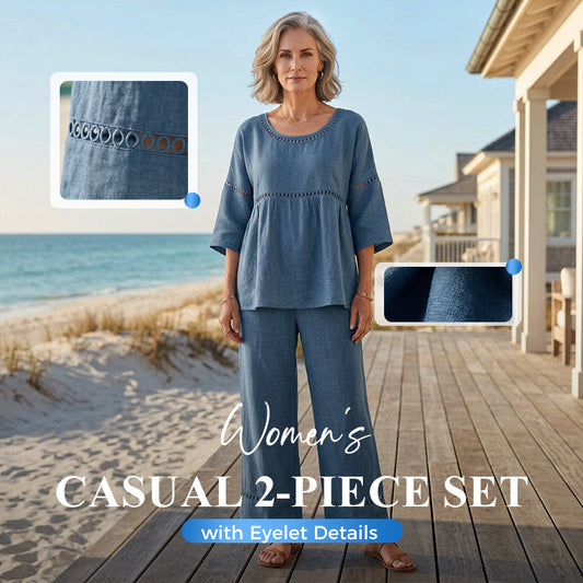 👕 LIMITED-TIME 50% OFF! ✨ Women's 2-Piece Set – Eyelet Details, Casual, Comfortable, Versatile 🌸