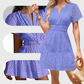 👗 LIMITED-TIME 50% OFF! 🌸 Women's V-Neck Short Sleeve Hollow Out Dress – Ruched, Cotton-Blend, Breathable 🦋