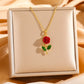 🌹 LIMITED-TIME 50% OFF! ✨ Elegant Rose Pendant Necklace – Titanium Steel, Hypoallergenic, Adjustable Chain 💍