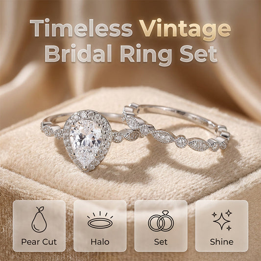 💍 LIMITED-TIME 50% OFF! ✨ Pear-Shaped Teardrop Engagement Ring Set – Vintage, Zircon, Stackable 👑