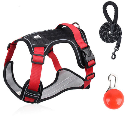 🐕 LIMITED-TIME 50% OFF! ✨ No Pull Dog Harness with Leash & LED Collar – Front D-Ring, Reflective, Adjustable 🦮