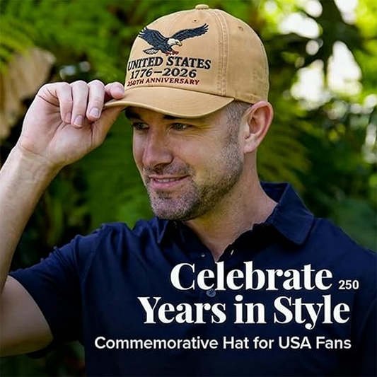 🧢 LIMITED-TIME 50% OFF! 🦅 Vintage Washed Cotton 250th Anniversary Cap – 3D Embroidery, Patriotic, Premium ✨