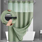 🚿 LIMITED-TIME 50% OFF! ✨ Waffle Pattern Shower Curtain – Double Waterproof, Clear Top Window, Snap Buttons, Classic Design ☀️