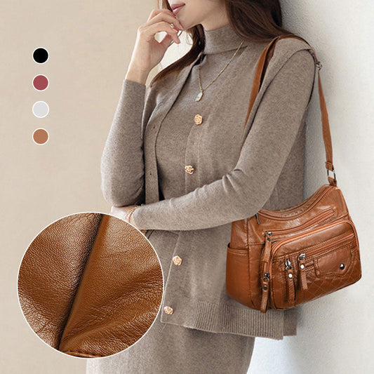 👜 LIMITED-TIME 50% OFF! ✨ Women's Multi-Pocket Shoulder Bag – PU Leather, Large Capacity, Adjustable Strap 🌸