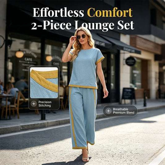 👚 LIMITED-TIME 50% OFF! 🍃 Women's Casual 2-Piece Set – Top & Shorts/Pants, Contrast Trim, Soft Fabric ✨