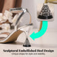 👠 LIMITED-TIME 50% OFF! 💎 Rhinestone Ankle Strap Sandals – Sculptural Heel, Square Toe, Metallic Finish ✨