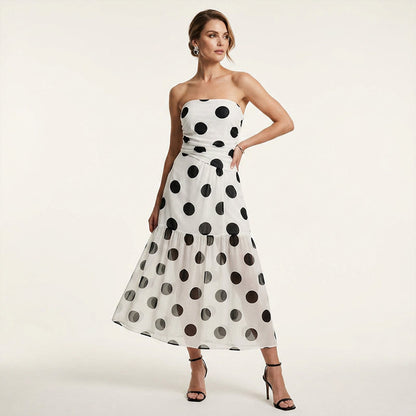 ✨ LIMITED-TIME 50% OFF! 👗 Polka Dot Strapless Dress – Flowy, Summer Must-Have, Chic & Flirty 🌸