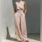 👗 LIMITED-TIME 50% OFF! ✨ Top & Wide-Leg Pant 2-Piece Set – Mock Neck, Cinched Waist, Featherlight 🌿