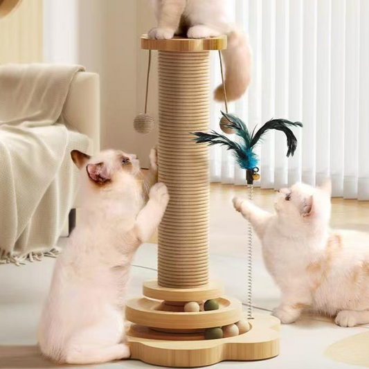 🐾 LIMITED-TIME 50% OFF! ✨ Cat Activity Center – Scratcher, Ball Track, Toys, Stable Base ✨