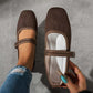 👡 LIMITED-TIME 50% OFF! ✨ Comfortable PU Ballet Flats – Suede-Look, Adjustable Strap, Ergonomic, Square Toe 🌸