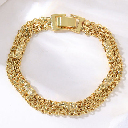 📿 LIMITED-TIME 50% OFF! ✨ Bohemian Evil Eye Bracelet – Elephant & Hamsa Charms, Gold-Tone, Adjustable ✨