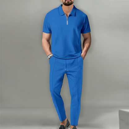 👔 LIMITED-TIME 50% OFF! ✨ Men's 2-Piece Set – Short Sleeve Top & Straight Leg Pants, Adjustable, Wrinkle-Resistant 🌿