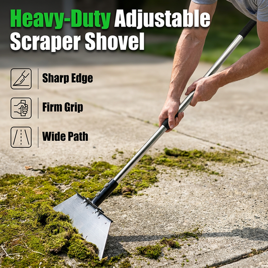 ⛏️ LIMITED-TIME 50% OFF! ❄️ Adjustable Garden & Snow Scraper Shovel – Heavy-Duty, Multi-Section Pole, Two Blade Sizes ✨