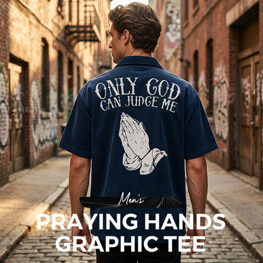 🙏 LIMITED-TIME 50% OFF! 👕 Men's Praying Hands Graphic Tee – Cotton, Casual, Symbolic, Versatile ✨